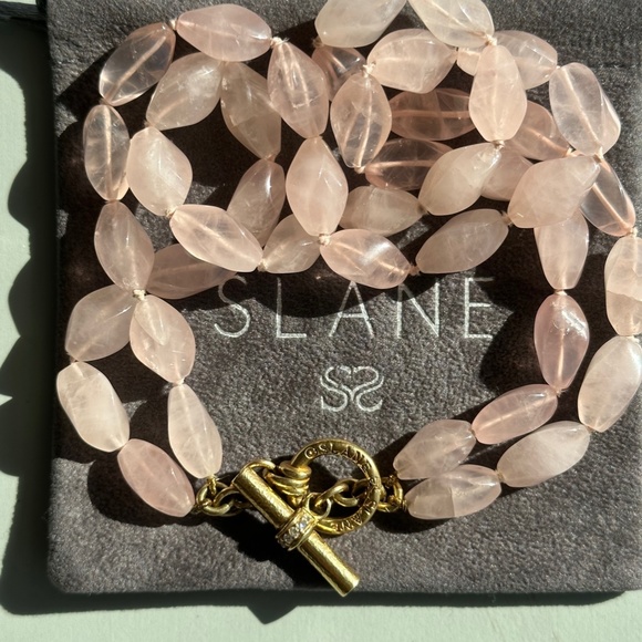 SLANE Jewelry - Designer SLANE ~ 18K Yellow Gold ~ Rose Quartz & Diamond Necklace Double Strand